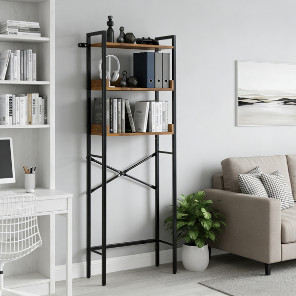 腐木色 刨花板三胺贴面 60*24*162cm 3层带侧边挡板 马桶架-4