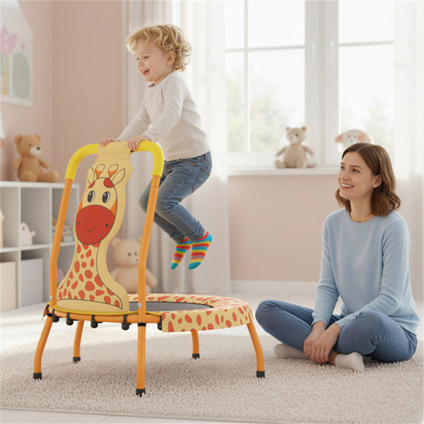 长颈鹿迷你幼儿蹦床，带泡沫垫手柄防滑脚，适合室内玩耍-2