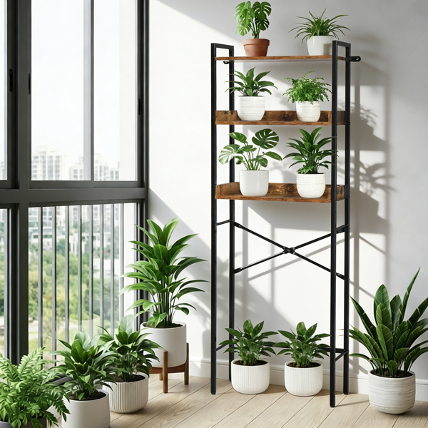 腐木色 刨花板三胺贴面 60*24*162cm 3层带侧边挡板 马桶架-7