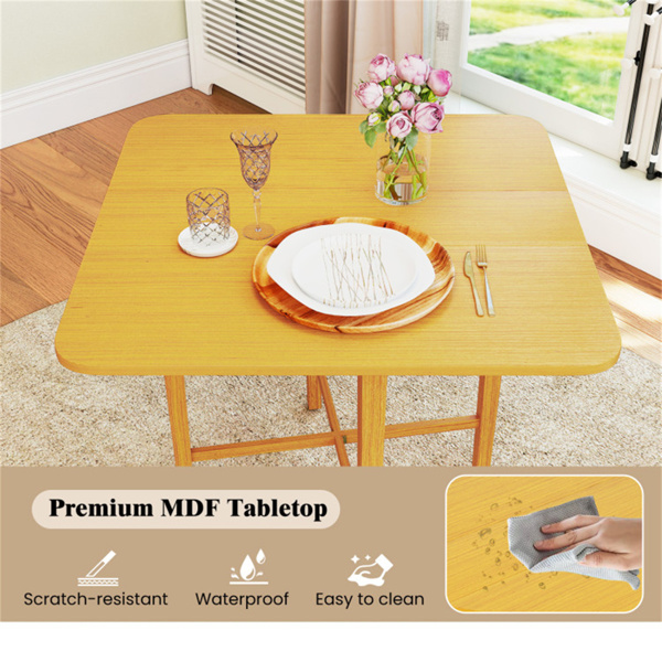 节省空间的圆形转角餐桌，可容纳2-4个自然木纹折叠餐桌-6