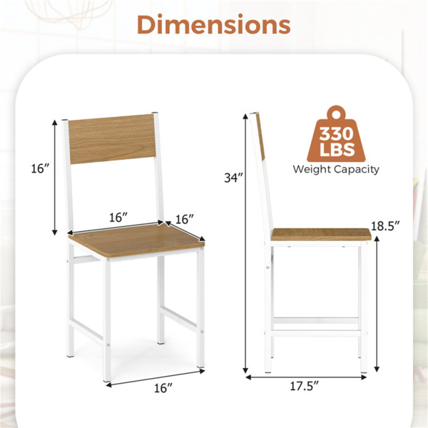 4把工业餐椅，330LBS容量金属框架厨房边椅，天然  -3