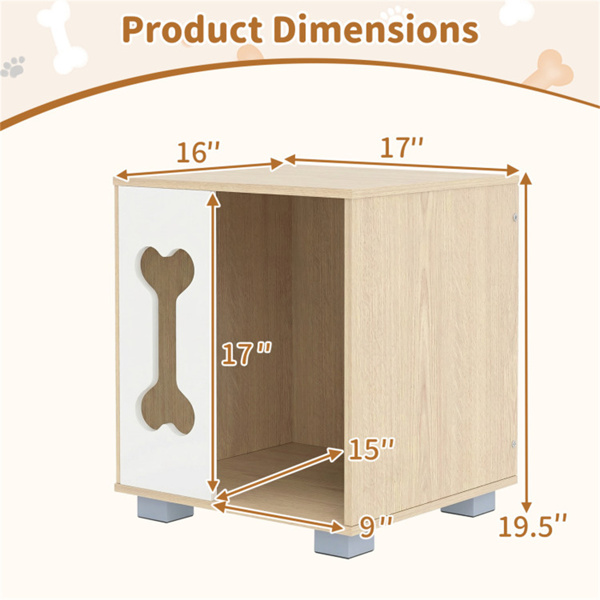 猫狗屋狗床边桌带骨形窗户和厚金属腿的木制狗公寓-6