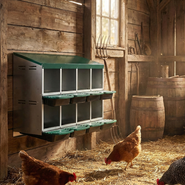 8隔间 106*52*79cm 斜顶房屋 绿色 铁+塑料 喂食用品-8