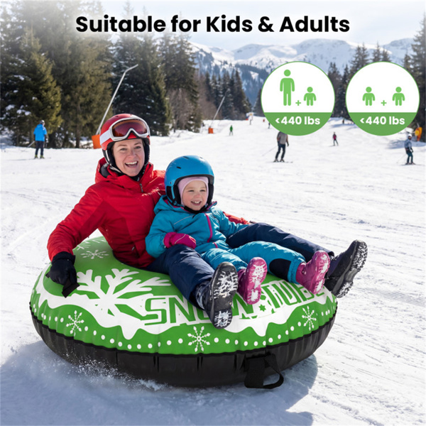 600D防水牛津布雪橇，加固手柄，成人儿童可拆卸牵引带-绿色-6