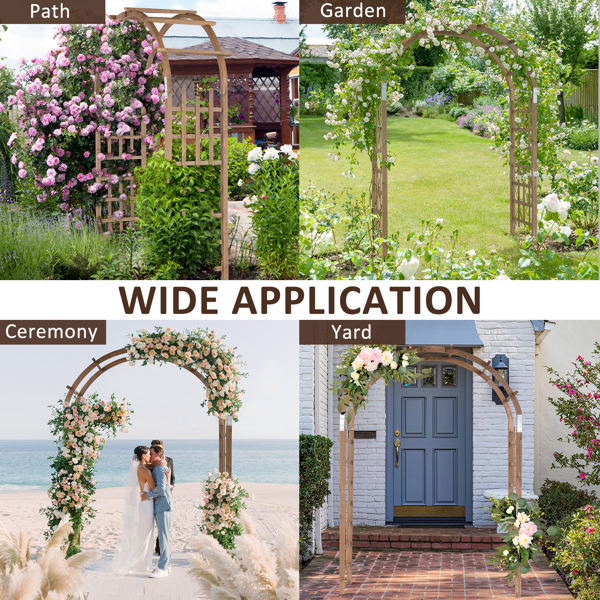 7ft 深棕色 圆弧顶 竖格 木拱门-21