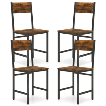 4把工业餐椅，330LBS容量金属框架厨房边椅，棕色 