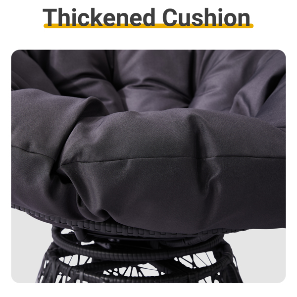 【替换89943648】38*33.5*32inch 转椅 雷达状 黑色藤条 灰色垫子  编藤蛋椅-8