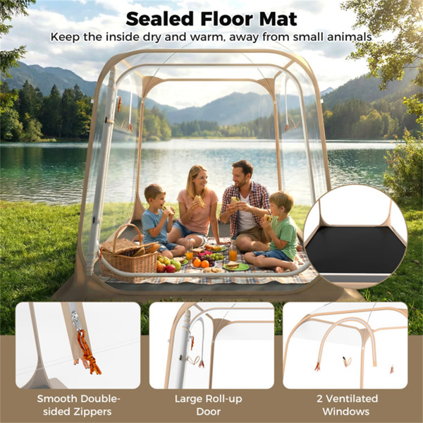 7×7FT透明弹出式运动帐篷，2-4人防水防风PVC帐篷，露营运动透明户外舱-7