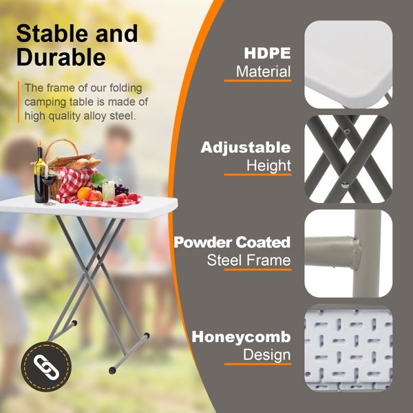 【替换59374361】30*20in 白色 可升降 庭院塑料折叠桌-16