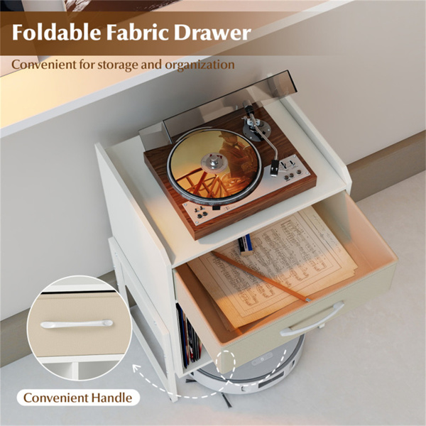 白色带抽屉和记录架的多用途录音机支架-7