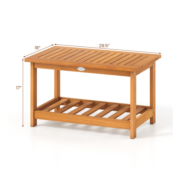 坚固的板条户外咖啡桌，带下架，室内外多功能中心桌-4