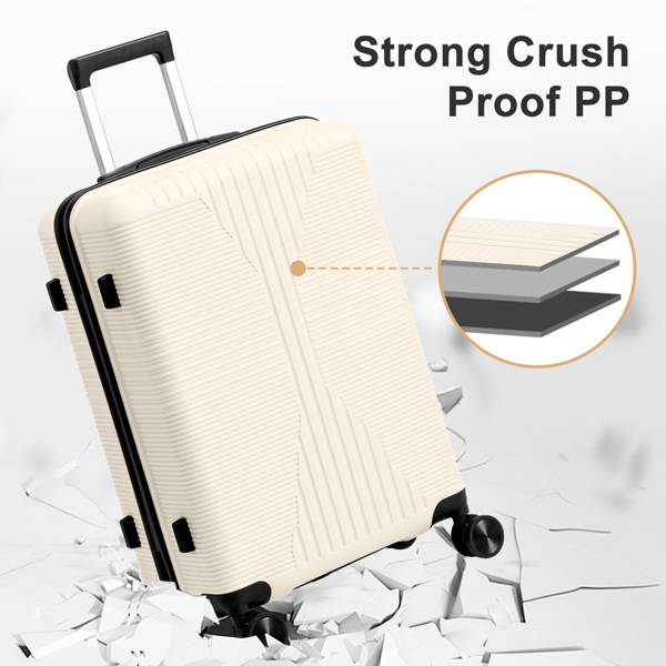 非TSA海关锁单个20寸 PP拉杆箱 20in PP 米白色-20