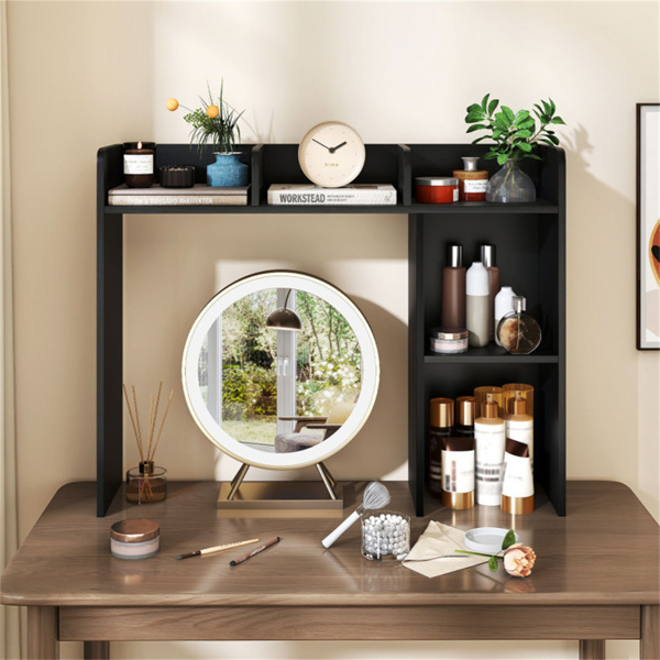 黑色桌面书架，适用于27英寸/68.58厘米显示器，93.98×25.40×73.66厘米工程木桌把手，带防倾倒套件，容量100磅-7