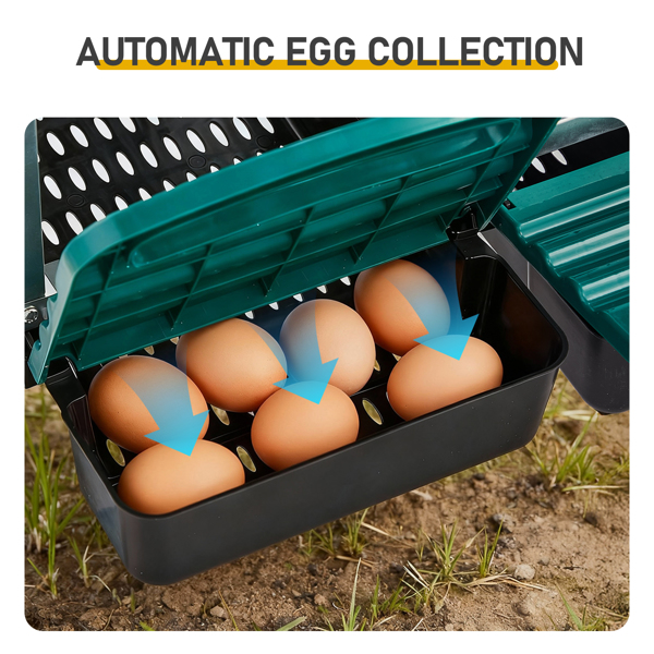 6隔间 80*52*96cm 斜顶房屋 绿色 带底脚 铁+塑料 喂食用品-4