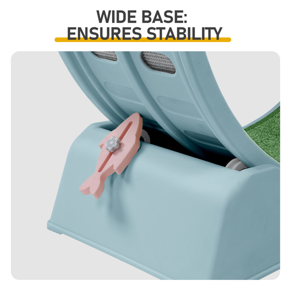 80*34*86CM 浅蓝色 PP 轨道连接片组装 圆形配绿色地毯+1根逗猫棒 15kg 猫跑步机-11