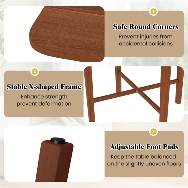 节省空间的圆形转角餐桌，可容纳2-4个自然木纹折叠餐桌-胡桃色-4