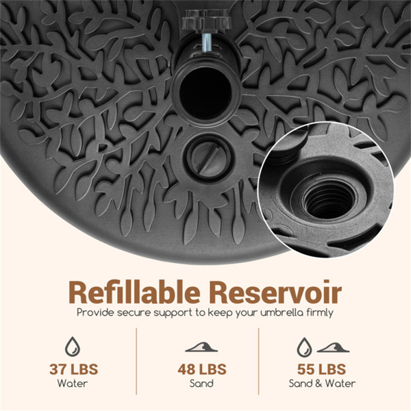 可重复充装的半圆露台伞底座，55磅混合填充容量，确保稳定性-4