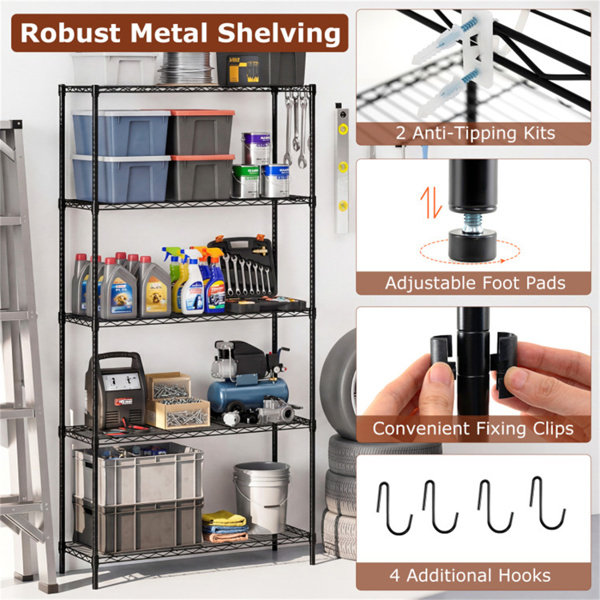 5层重型金属线架，总容量1250LBS，每架250LBS，黑色-7