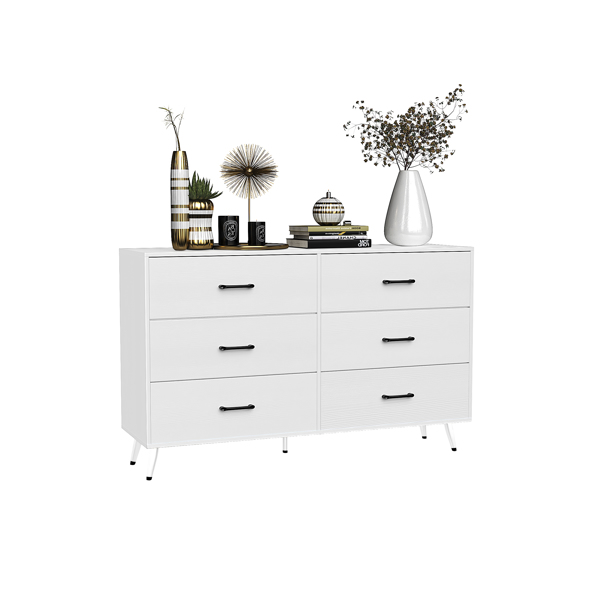 白色 刨花板+无纺布 贴三胺 133*40*84cm 双排3层6抽带高脚 抽屉柜 饰面布抽柜-14