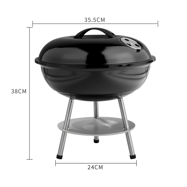 38*38*41CM 黑色 小款烟熏炉 圆盘型 铁制 碳烤炉-5