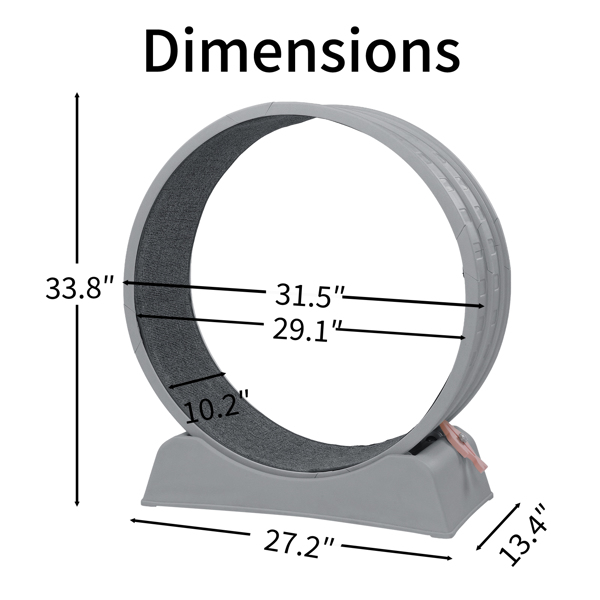 80*34*86CM 灰色 PP 轨道连接片组装 圆形配灰色地毯+1根逗猫棒 15kg 猫跑步机-12