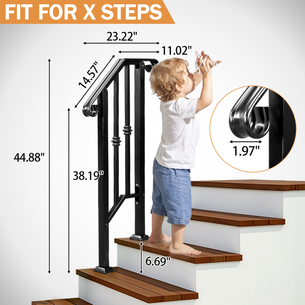 【替换74115089】哑光黑色   1阶 单排单宝塔装饰 庭院楼梯扶手-9