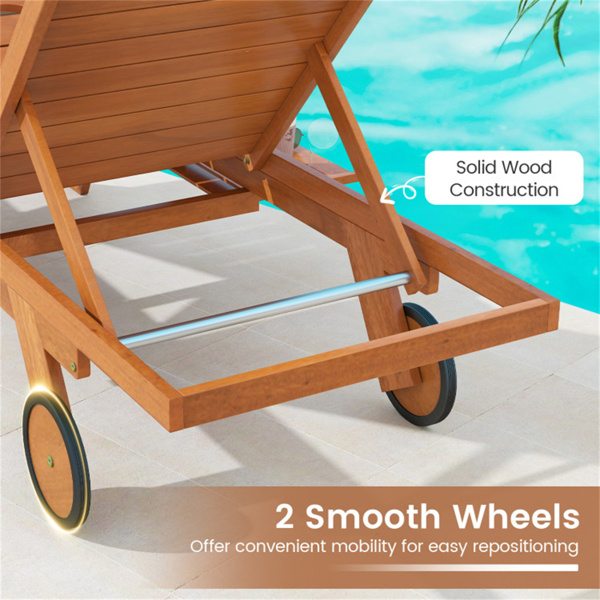 实木户外躺椅休息室，4位可调节靠背，带可扩展边桌-8