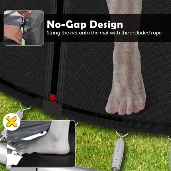 8FT蹦床，带安全罩，243.84cm圆形蹦床，适合3岁以上儿童和成人，静态容量880LBS，黑色-9