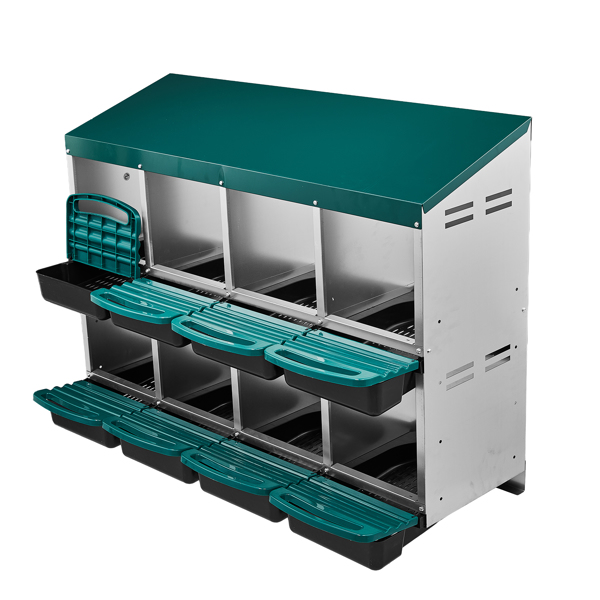 8隔间 106*52*79cm 斜顶房屋 绿色 铁+塑料 喂食用品-3