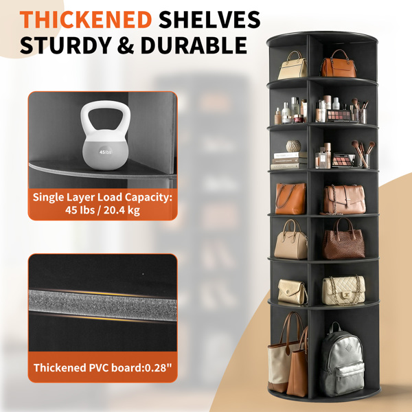 7 层 可360° 旋转 木塑板 60*60*184cm 鞋架 黑色-2