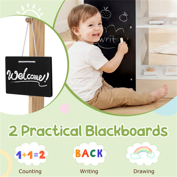 自然色木制儿童超市玩具套装，带自动售货机，90.17×78.74×104.14cm杂货店玩具，带购物车，3人+-3