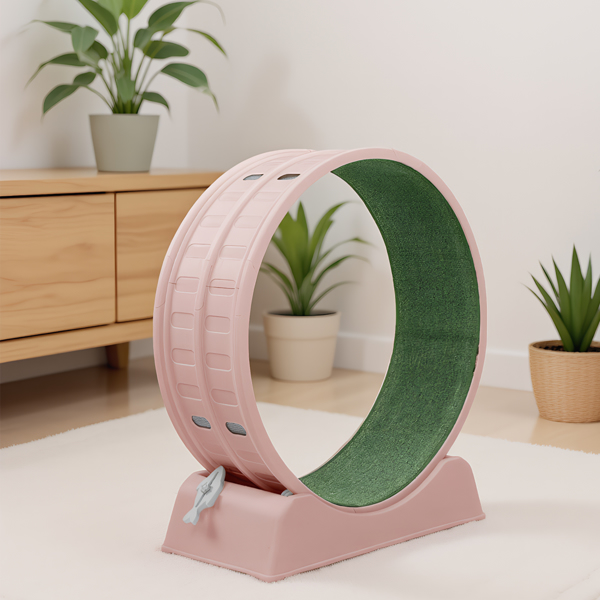 80*34*86CM 粉色 PP 轨道连接片组装 圆形配绿色地毯+1根逗猫棒 15kg 猫跑步机-2