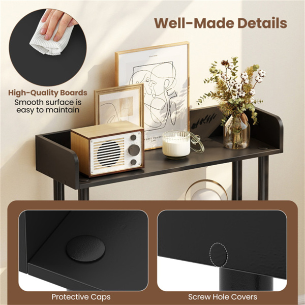 带防坠落护栏的3层工业书架，每架33磅的储物架-黑色-6