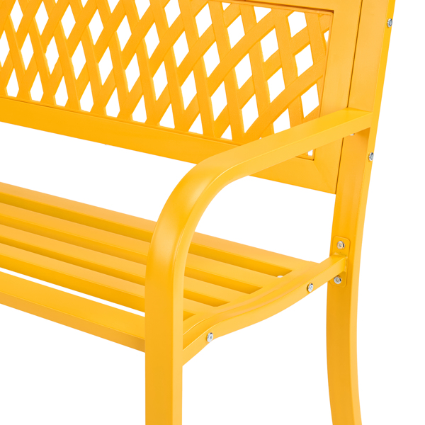 47in PVC网格靠背 黄色 铁长椅-13