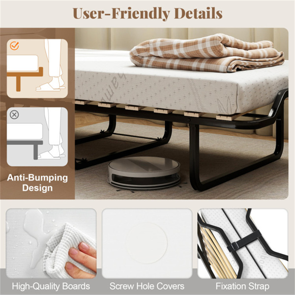 可转换墨菲橱柜床，带4英寸床垫，219.71×86.36×105.41cm折叠床，容量485LBS，白色-7