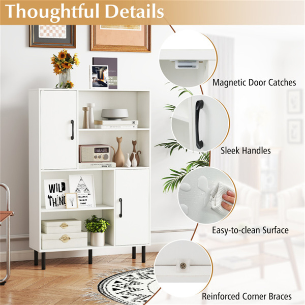 4层2门开放式货架储物柜，入口和客厅总容量为176磅​-白色-8