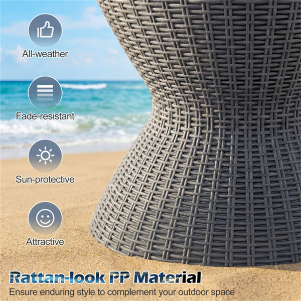 灰色户外仿藤冰冷却器边桌8Gal 2高度可调，带排水塞-9