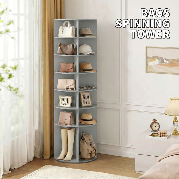 7 层 可360° 旋转 木塑板 60*60*184cm 鞋架 灰色-13