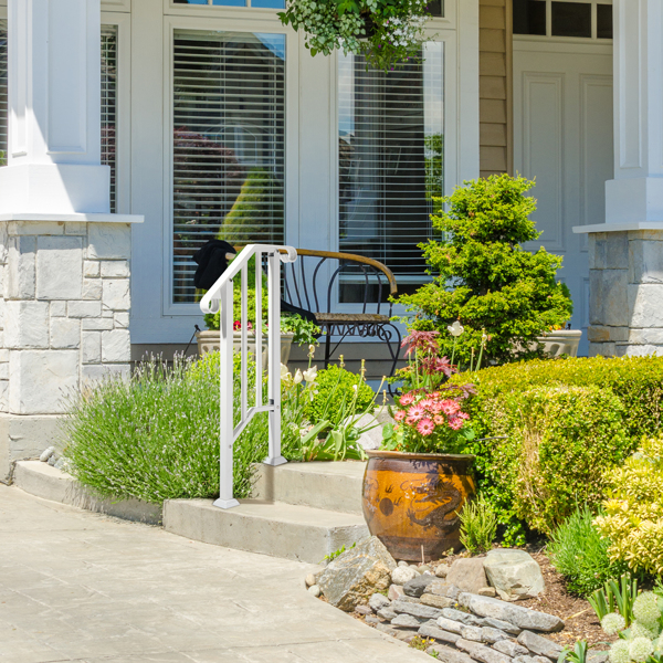 【替换14480547】哑光白色 1阶  镀锌铁 庭院楼梯扶手-5