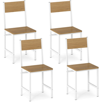 4把工业餐椅，330LBS容量金属框架厨房边椅，天然  