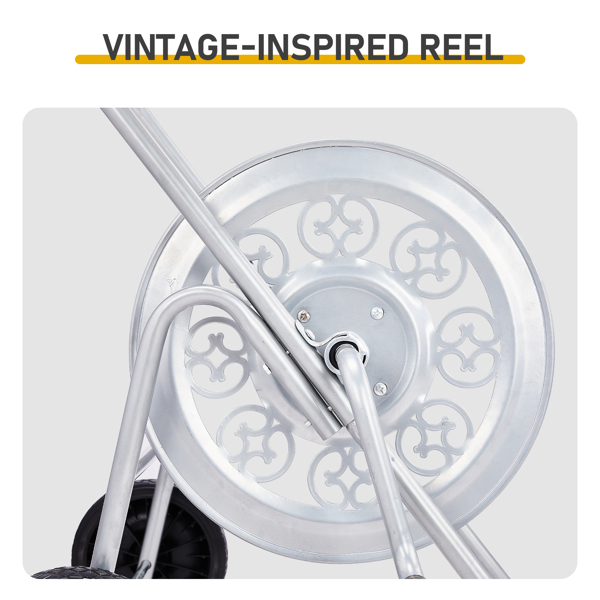 175FT水管车 76*58*70.5CM  银色 PVC实心轮 复古花纹 水管车-6