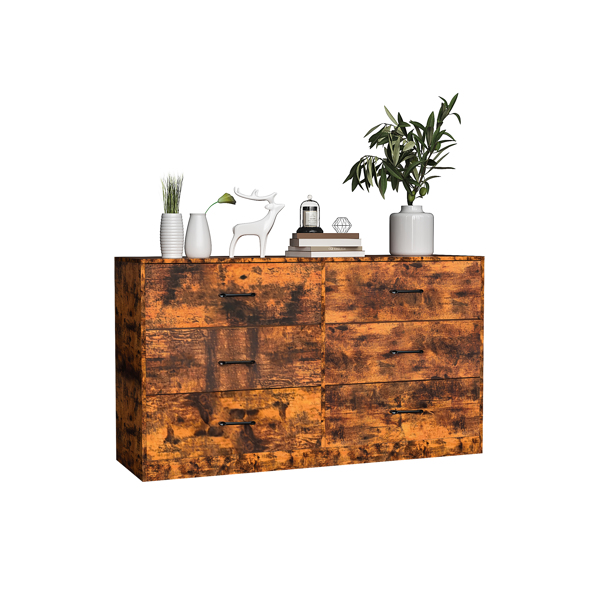 复古木 刨花板+无纺布 贴三胺 134*40*67cm 双排3层6抽 抽屉柜 饰面布抽柜-14