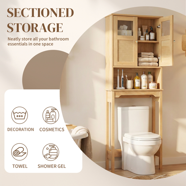 原木色   刨花板三胺贴面带藤面 60*22*170cm 双门 马桶柜-17