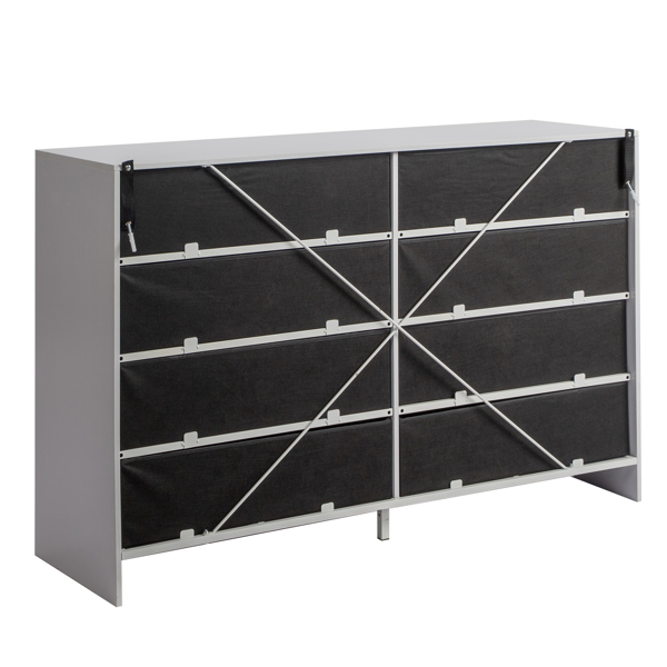 白色 刨花板+无纺布 贴三胺 134*40*86cm 双排4层8抽 抽屉柜 饰面布抽柜-5