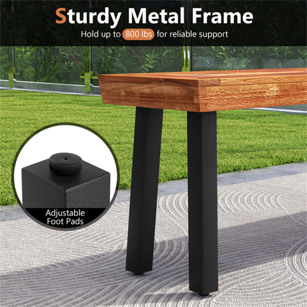 多功能相思木花园长椅，可调节脚垫户外餐桌-8