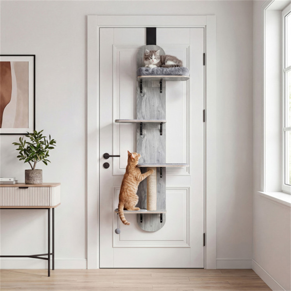 门挂猫树5层高度可调4层攀爬无钻公寓灰色-5