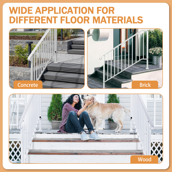 【替换19939750】哑光白色 4阶  庭院楼梯扶手-12