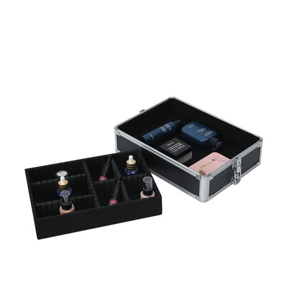 【SM】四合一铝合金拉杆化妆箱纹绣箱 黑色-35