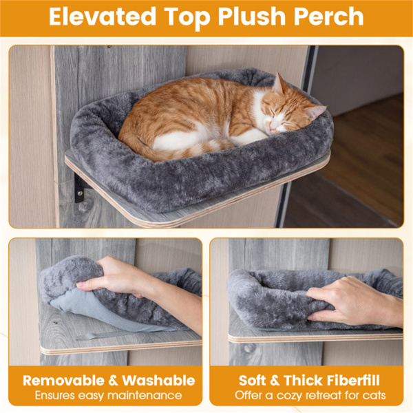 门挂猫树5层高度可调4层攀爬无钻公寓灰色-10