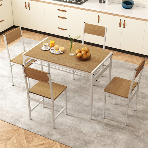 4把工业餐椅，330LBS容量金属框架厨房边椅，天然  -6